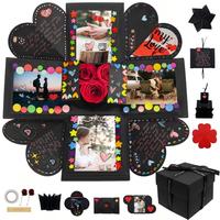 Luxuriöse DIY Recycelbare Selbstaufrichtende Explosionsbox Scrapbook Benutzerdefiniertes Logo Mehrschichtiges Fotoalbum Geschenkbox mit Schaumstoffeinlage für
