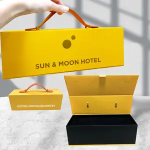 Yellow Paper Cardboard Mens Jewelry Bracelet Box With Magnet High