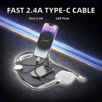 Kabel Multi TPE Kepang Tipe-C Pengisian Cepat 2.4A Premium Teknologi Tinggi dengan Logo Merek Bercahaya yang Dapat Disesuaikan untuk Perusahaan IT dan Komputer