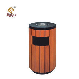 Outdoor Wooden Recycling Park Garbage Can Trash Bin Trash Can Decorative Esd Waste Bins Public Places..etc Rolling Cover Type