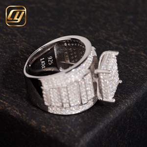 Wholesale Custom S925 Silver Lab Created Diamond Square Cluster Ring IGI Certificate Micro Pave Engagement Wide Band Jewelry - Product Image 3