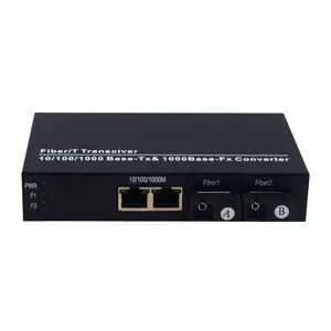 Gigabit Single Mode 2 SC Port with 2 RJ45 Tandem Connection Ethernet Optic Transceiver Fiber Optical Media Converter