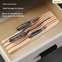 Support de rangement multifonctionnel en bois simple, non pliable, pour couteaux et ustensiles de cuisine, à poser sur comptoir ou table
