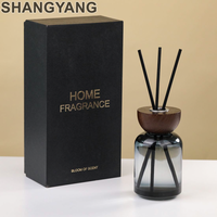 Flacon diffuseur de parfum en verre de luxe 100 ml, vide, transparent, avec couvercle en bois, rechargeable, étiquettes personnalisables pour boîte sur mesure
