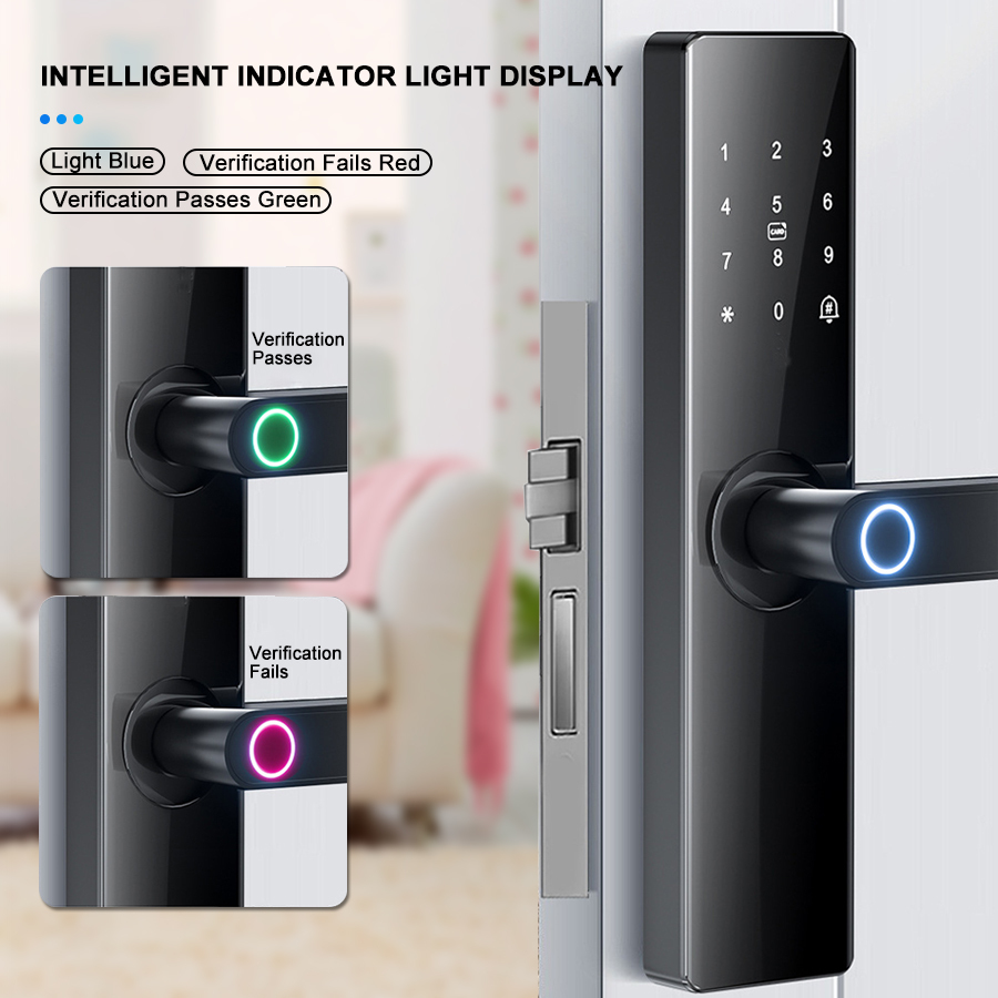 Wifi Tuya TTLock Digital Biometric Fingerprint Interior Room Smart Wood Door Handle Lock for Bedroom Indoor · image 4