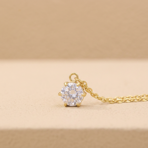 Ensemble Collier Pendentif Solitaire et Boucles d'Oreilles en Acier Inoxydable Plaqué Or PVD 18K avec Zircon Cubique Rond à 6 Griffes, Bijoux pour Femme, Vente en Gros, Personnalisation OEM - Product Image 2
