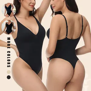 Großhandel Abnehmen Tanga Hochzeit Slim Fajas Body Shaper Butt Lifter Kompression Deep V Neck Tummy Control Shape wear für Frauen