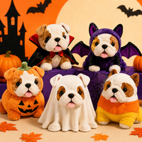 Peluche de chien bouledogue personnalisée pour Halloween, vente en gros, animaux en peluche pour la vente au détail saisonnière, cadeaux de fête et promotions de vacances