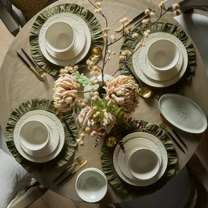 Tovagliette Rotonde in Cotone con Stampa Personalizzata, Moderne e Arricciate, Riutilizzabili, Impermeabili, Durevoli, Fatte a Mano, 40x40cm, Morbide e Lavabili - Product Image 2