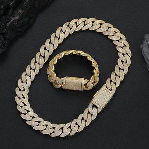 20Mm Large Cuban <b>Bracelet</b> With Four Rows of Zirconium Box Buckle Cuban <b>Bracelet</b> <b>Copper</b> Inlaid With Zirconium Tanjing Fashion - Product Image 3