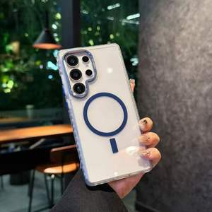 Cross-border Samsung <span class=keywords><strong>S</strong></span> <span class=keywords><strong>22</strong></span> <span class=keywords><strong>ultra</strong></span> Funda para teléfono móvil 17 Marco de lente de metal IP15 de borde antideslizante de color de puntos magnéticos de alta transparencia - Product Image 5