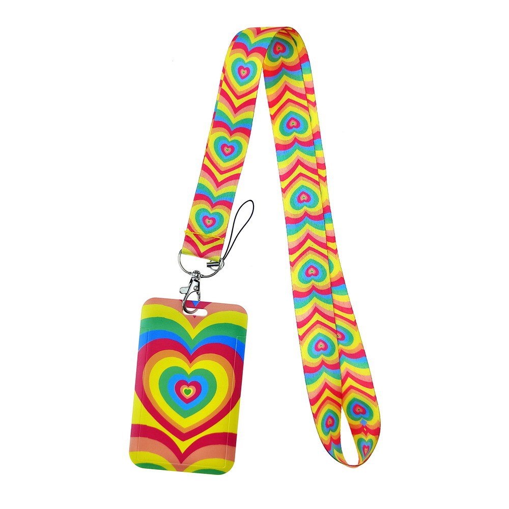 Hot Sale Creative Love Pattern Lanyards Satin Accessories Portable Neck Strap Anti-Lost Card Holder Phone Case Lanyard Wholesale Image 3
