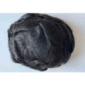 High Quality 100% Human Hair Man Hair Wig Systems Natural Lace Base With PU Toupee Indian Hair Q6 Style Men Toupee