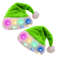 Chapeau de Noël LED en peluche en gros, chapeau lumineux de Noël avec lumières changeantes de couleur, cadeaux de fête de fin d'année