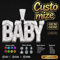 Promotion Collier Pendentif BABY de Luxe entièrement serti de pierres, Grand Pendentif Lettre 3D pour les Fans de Hip Hop, Cadeau pour Soirées en Boîte de Nuit
