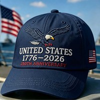 Topi Bisbol Tema Hari Kemerdekaan Amerika Katun Bordir Bernapas Tahan Panas Kasual 6-Panel