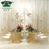 Tables de mariage incurvées de luxe en forme de S de la marque AULOBAO, finition miroir, base dorée