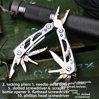 Couteau pliant multifonction tout en acier pour l'extérieur, pinces, mini outil de survie d'urgence pour la maison, camping, 96g, léger, modèle noir A07