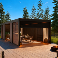 Pergola en aluminium de luxe avec écrans d'intimité, gazebo moderne imperméable pour villa, patio, jardin