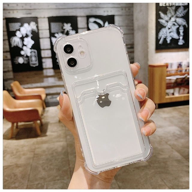 Transparent Clear TPU Phone Case with Card Holder Bags for iPhone 17 16 15 14 13 12 11 Pro Max 17 Air Wallet Phone case