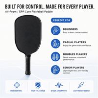 Raquette de pickleball à poignée en caoutchouc sans bords, forme standard, mousse injectée, forme allongée, silencieuse
