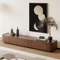 Meuble TV à bords arrondis, console multimédia 4 portes en bois de noyer foncé, mobilier moderne pour salon, prix d'usine OEM en gros