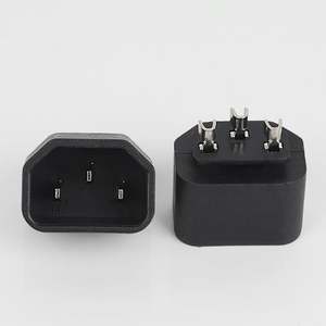 IEC ขั้วต่อปลายสายไฟสามแกนฐานทองแดงส่วนปลายด้าน C14สำหรับต่อปลั๊ก C14ตัวผู้และตัวเมียสีดำ - Product Image 2