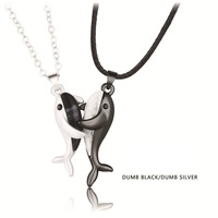 Collier magnétique élégant avec pendentif dauphins, collier pour couple, cadeau pour femme, cadeau pour la Saint-Valentin, collier à chaîne tendance