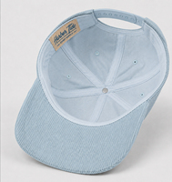 Casquette Snapback non structurée à 5 panneaux en velours côtelé à profil bas avec patch brodé personnalisé