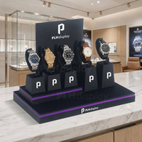 Support de montre en acrylique noir avec crochets en C amovibles, présentoir modulaire pour montres homme et femme, bijouterie, comptoir de magasin, vitrine