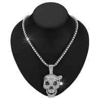 NL2258 Bijoux Hip Hop Diamant Plaqué Or Pendentif Glacé Homme Chaîne Crâne Collier Pendentifs