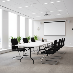 Table pliante d'extérieur avec pieds en acier, en plastique HDPE blanc, pour pique-nique, jardin, événements, <span class=keywords><strong>camping</strong></span> - Product Image 1