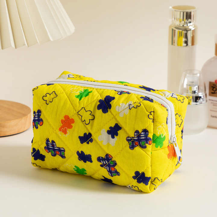 BSCI factory Cotton Makeup Bag Quilted Toiletry Bag for Women and Girls