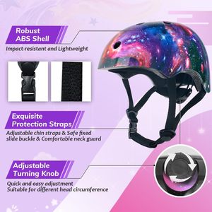 Casco multideportivo ajustable para niños, diseño de cielo estrellado, protección para la cabeza para patinaje sobre ruedas - Product Image 4