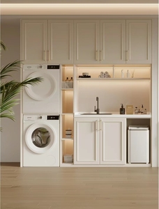 Vanités d'armoire de buanderie de balcon <span class=keywords><strong>super</strong></span> pratiques blanc pur français léger - Product Image 3