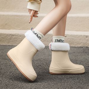 Mode chaud coton imperméable bottes de <span class=keywords><strong>pluie</strong></span> pour femmes Style coréen Simple décontracté antidérapant confortable chaussures d'eau - Product Image 2