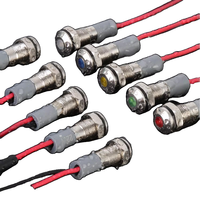 Ventes chaudes, voyant lumineux LED en laiton nickelé à tête plate de 6 mm, étanche IP65, 220 V, voyant lumineux de signalisation, cordon de 150 mm
