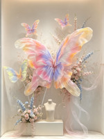 M-16 Papillon géant en organza fait main, motif floral dégradé, soie d'organza, best-seller