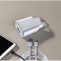 Chargeur mural B2euM 12W à charge rapide 5V 2.4A avec port USB Type-C, adaptateur prise UE pour téléphone, écouteurs, voyage, micro-câble Hotriple