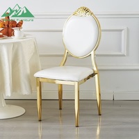 Chaise de banquet Wayon de luxe en acier inoxydable doré, empilable, durable, pour extérieur, salon, restaurant européen et musulman, avec dossier