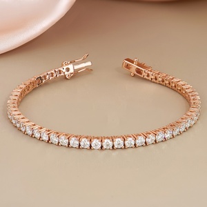 Bracelet Tennis en Argent 925 Plaqué Or Rose avec Diamants Moissanite Ronds de 3 à 6 mm, Bijoux Élégants pour Mariage - Product Image 2