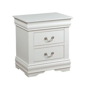 Traditional Modern Classic <b>White</b> Finish 2-Drawers Nightstand Wooden Bedroom Furniture for Apartment & Hotel Use - Product Image 4