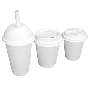 Tasses <span class=keywords><strong>à</strong></span> café en bagasse de <span class=keywords><strong>canne</strong></span> <span class=keywords><strong>à</strong></span> sucre jetables 8 12 16oz dégradables écologiques avec dôme/couvercle plat pour thé au <span class=keywords><strong>lait</strong></span> - Product Image 3