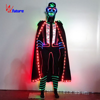Ensemble Cape, Chapeau et Masque de Magicien de Cirque LED – Tenue Néon Futuriste pour Spectacle Scénique, Carnaval et Fête d'Halloween