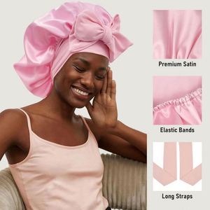 Bonnet en satin de soie de haute qualité, le plus vendu, avec long lien élastique, grande taille, pour le soin des cheveux, bonnet de nuit, usage quotidien, toutes saisons - Product Image 6