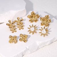 Pendientes chapados en oro de 18 quilates de acero inoxidable, joyería de moda para mujer, venta al por mayor