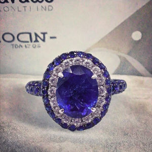 Bague de mariage en argent sterling 925 plaqué or, certifiée IGI, classique et luxueuse, avec zircon et tourmaline rose, motif floral - Product Image 3