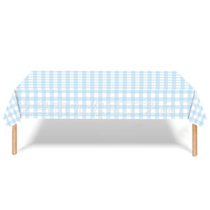 Ensemble de vaisselle jetable à carreaux bleus pour fêtes d'anniversaire : assiettes, gobelets, serviettes, couverts en papier - Product Image 2