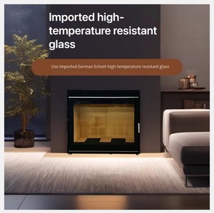 Stufa a Legna Moderna in Acciaio per Interni <span class=keywords><strong>con</strong></span> Rivestimento Elegante, <span class=keywords><strong>Riscaldamento</strong></span> Invernale Stile Arredamento - Product Image 2