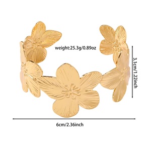 Bracelet ajustable géométrique irrégulier vintage en acier inoxydable plaqué or véritable 18 carats, style tendance pour le quotidien - Product Image 4